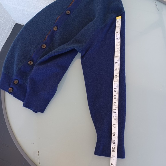 Turtleson Men Blue 100% Extra Fine Merino Wool Mock Neck Button Cardigan Medium - Picture 7 of 10
